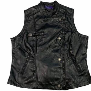 Faux leather black biker-style vest.
